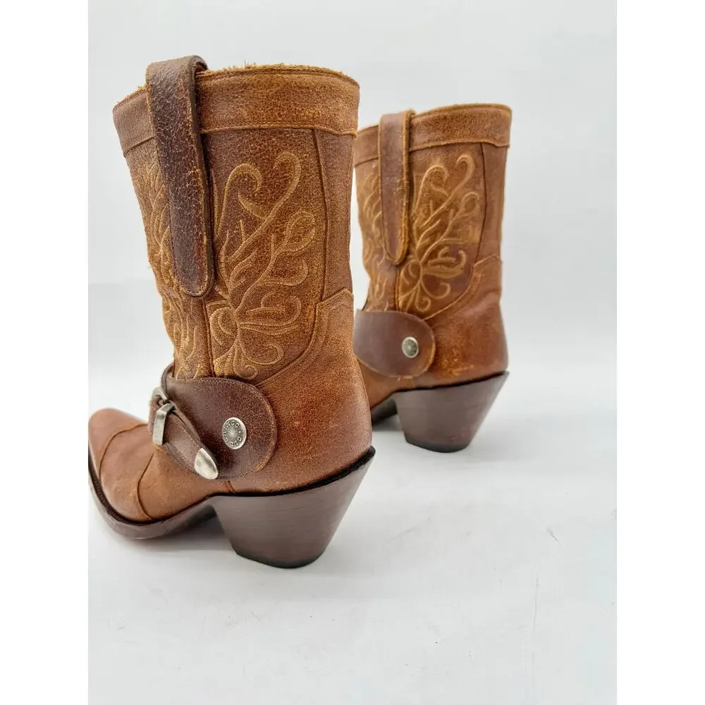 Old Gringo Boots Womens 6.5 B Brown Leather Embroidered Harness Western Cowgirl
